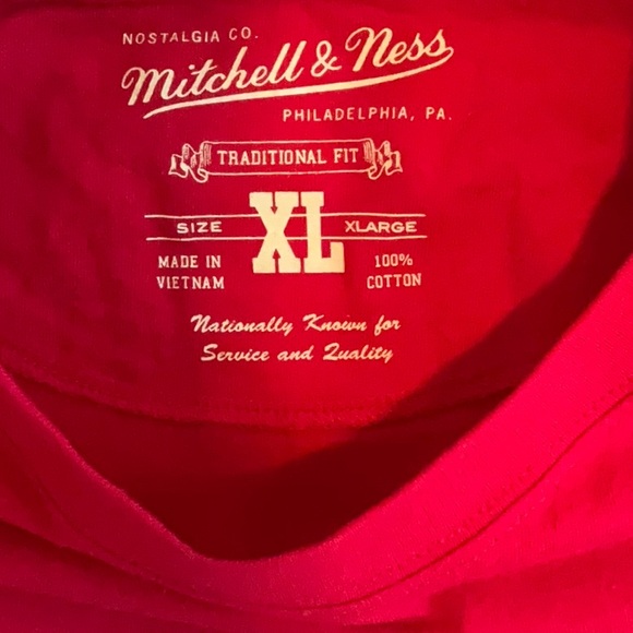 Red Mitchell & Ness Deion Sanders Shirt with Number Print - Picture 2 of 6